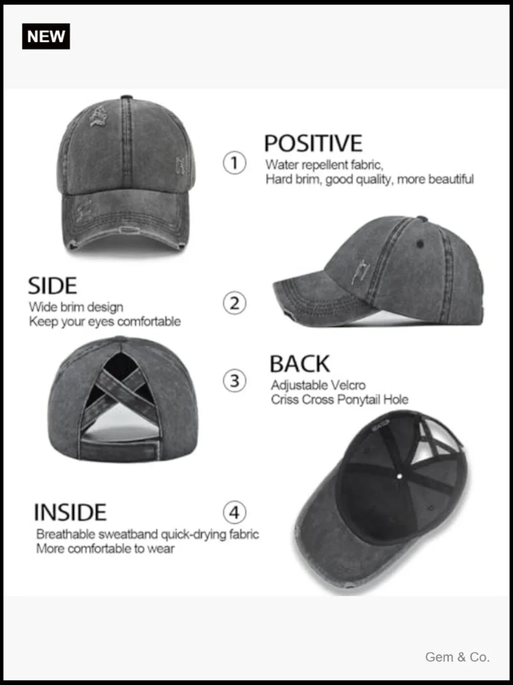Women's Ponytail Baseball Cap Criss Cross Adjustable Buns Cotton Hat